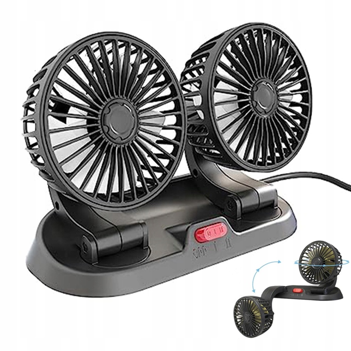 MINI ELEKTRYCZNY WENTYLATOR SAMOCHODOWY 12V NISKOHAŁASTY LETNI KLIMATYZATOR SAMOCHODOWY 360° OBROTOWY