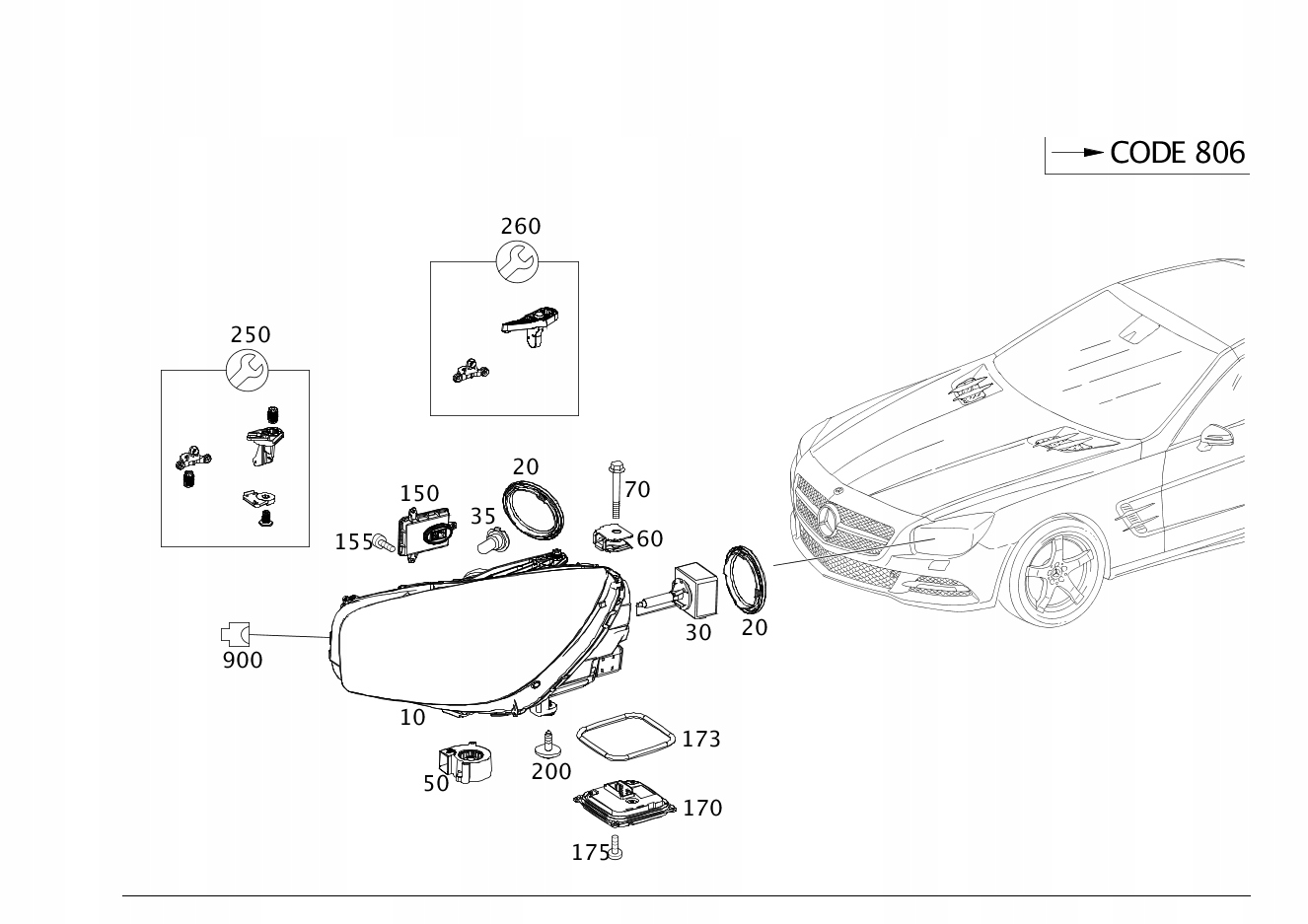 REFLEKTOR PRZÓD PRAWY LEWY MERCEDES SL R231