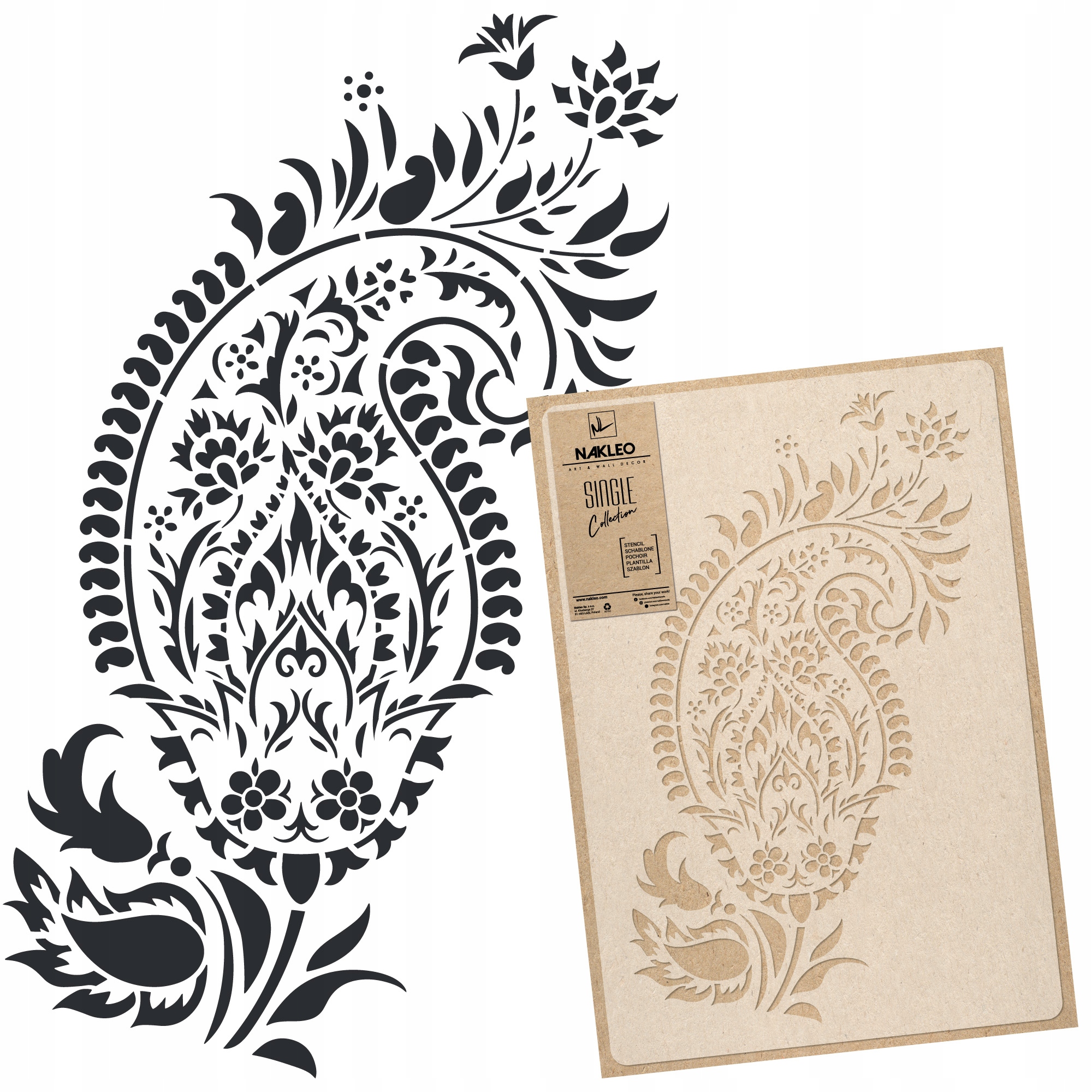 Malířská šablona Vícenásobná L 59x95 cm Perský Vzor Slzy Motiv Paisley Dekor