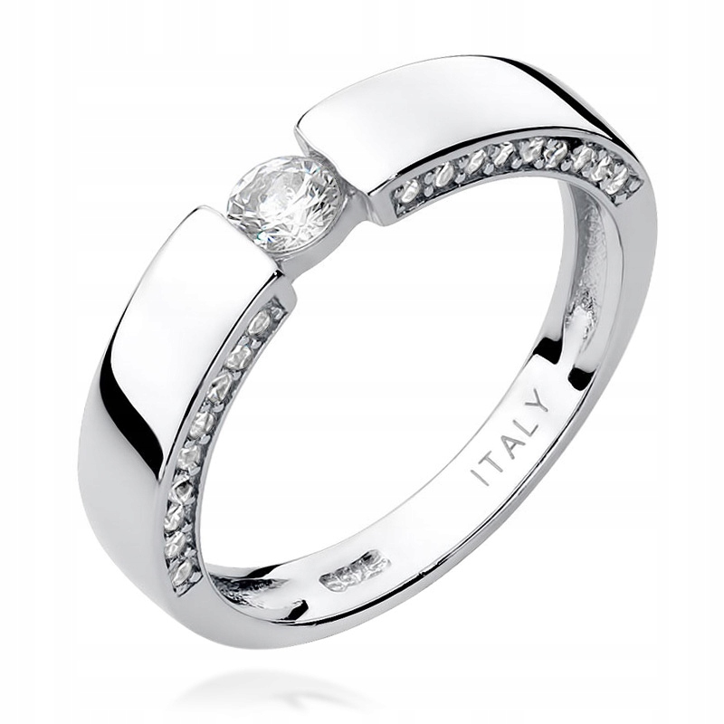 Srebrny Pierścionek Obrączka 925 z Cyrkoniami r.11