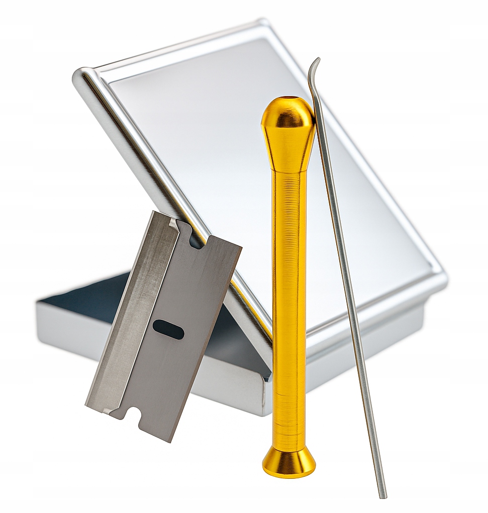 Skládací Zrcátko Na Vtahování Prášku Malá Lžíce Žiletka Lufka Trubička