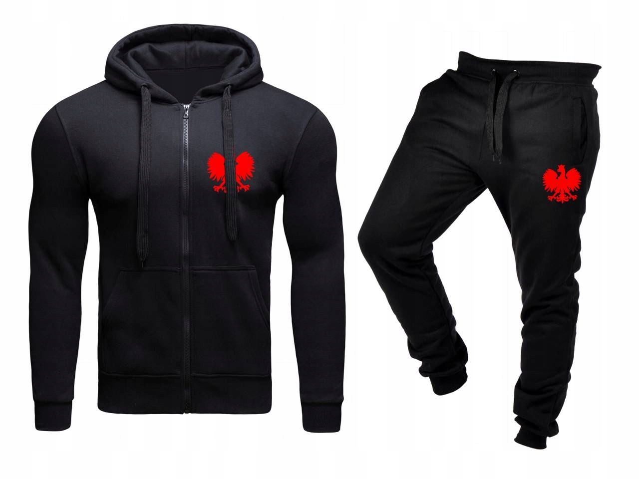 Tepláková Souprava Teplákovka Polsko Orel Pánský Rozepínací Černá XL