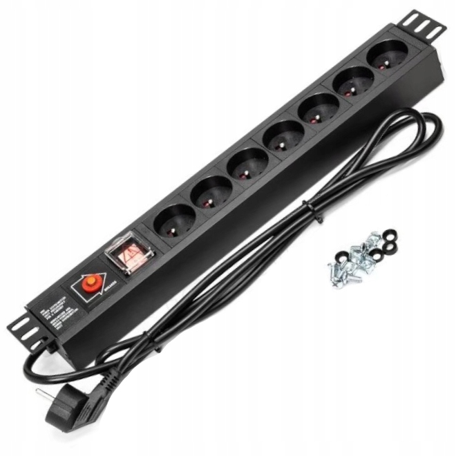 Listwa zasilająca Rack 19'' 7 gn bezpiecznik 1,8m