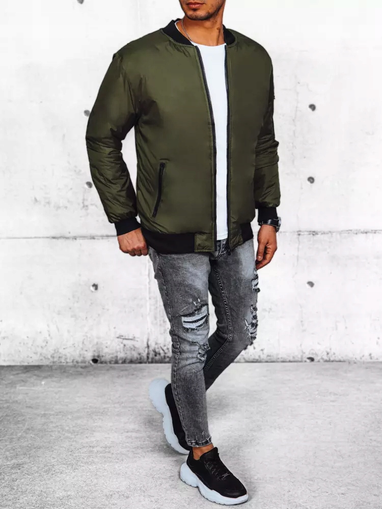 ZIELONA MĘSKA KURTKA PRZEJŚCIOWA BOMBER JACKET tx4425 - L Rozmiar L