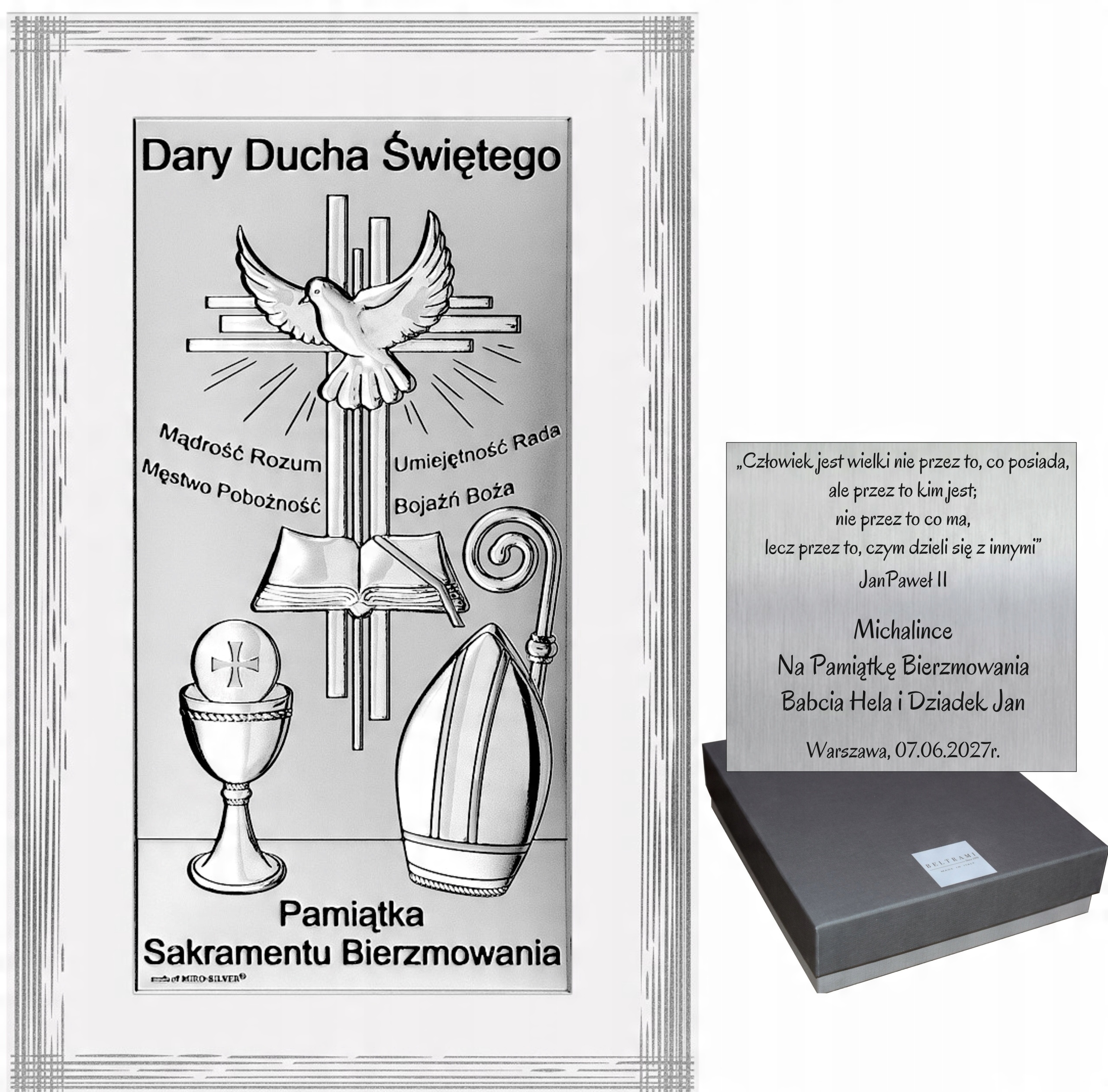 

Srebrny Obrazek Bierzmowanie Pamiątka Grawer