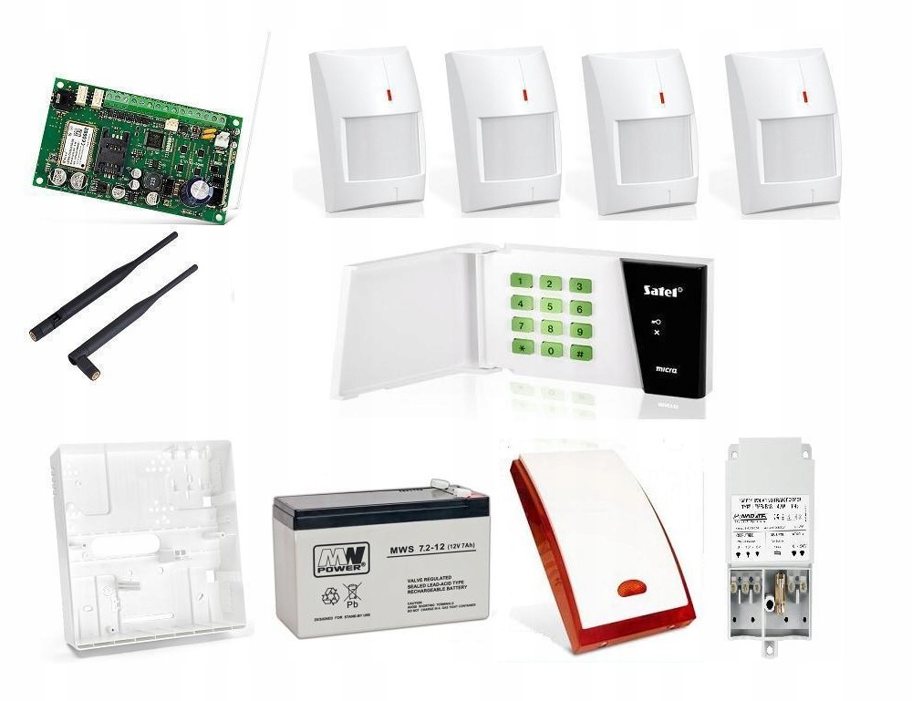 Alarm Micra Satel 4xPir Gsm Sygn. Klaw. Kpl!