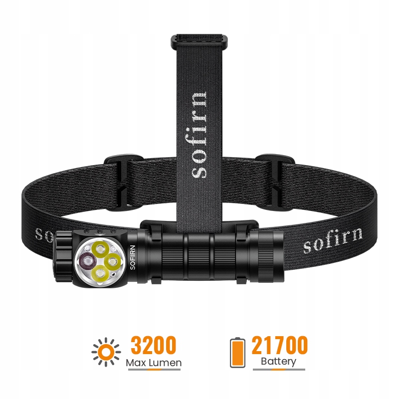 Sofirn HS43 Latarka Led Sofirn Aku 21700 3200lm 5000mAh Czołówka White/red