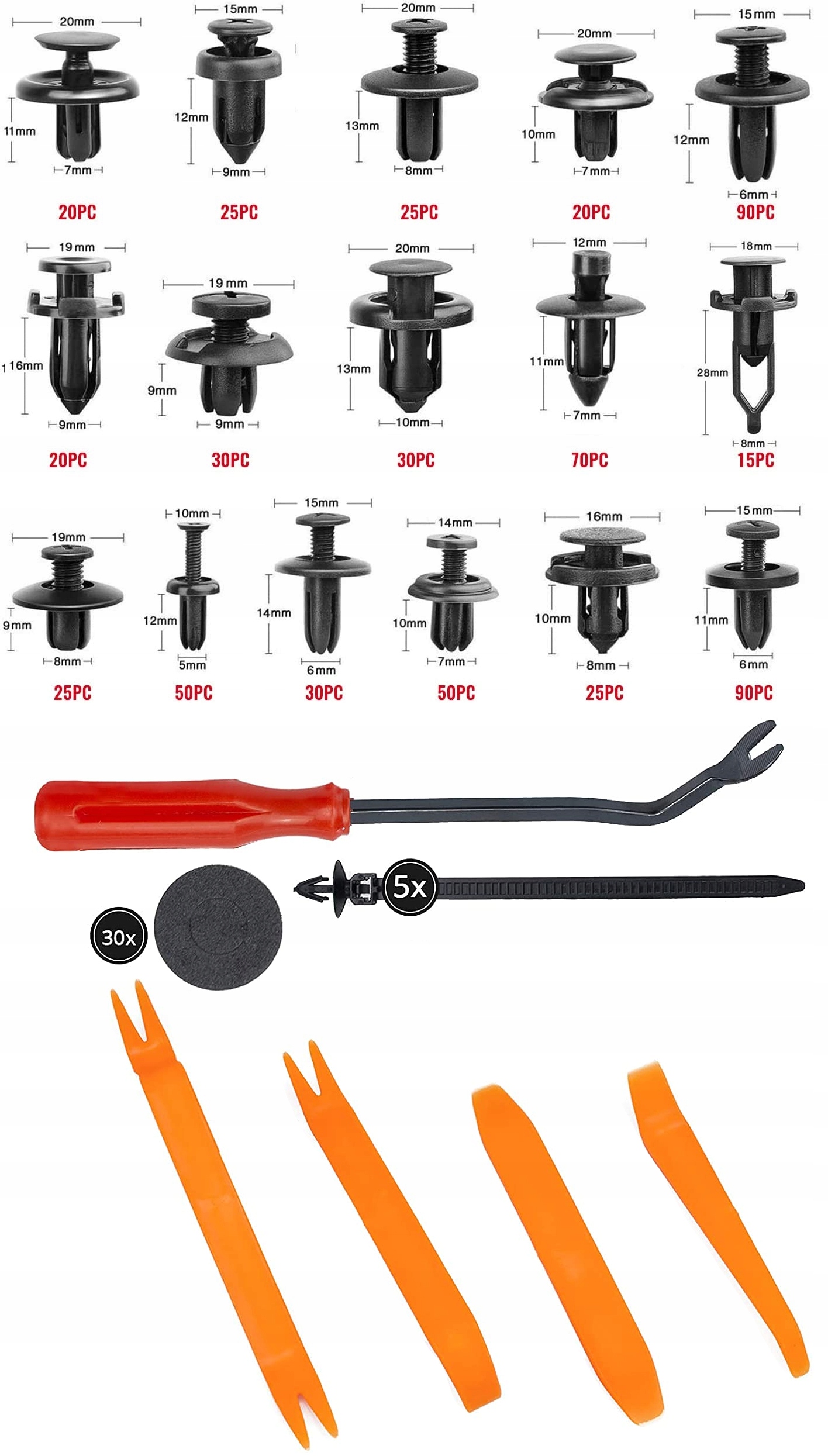 Samochodowa Klamra Zapięcie Klips Spinka 655 szt. Marka inna