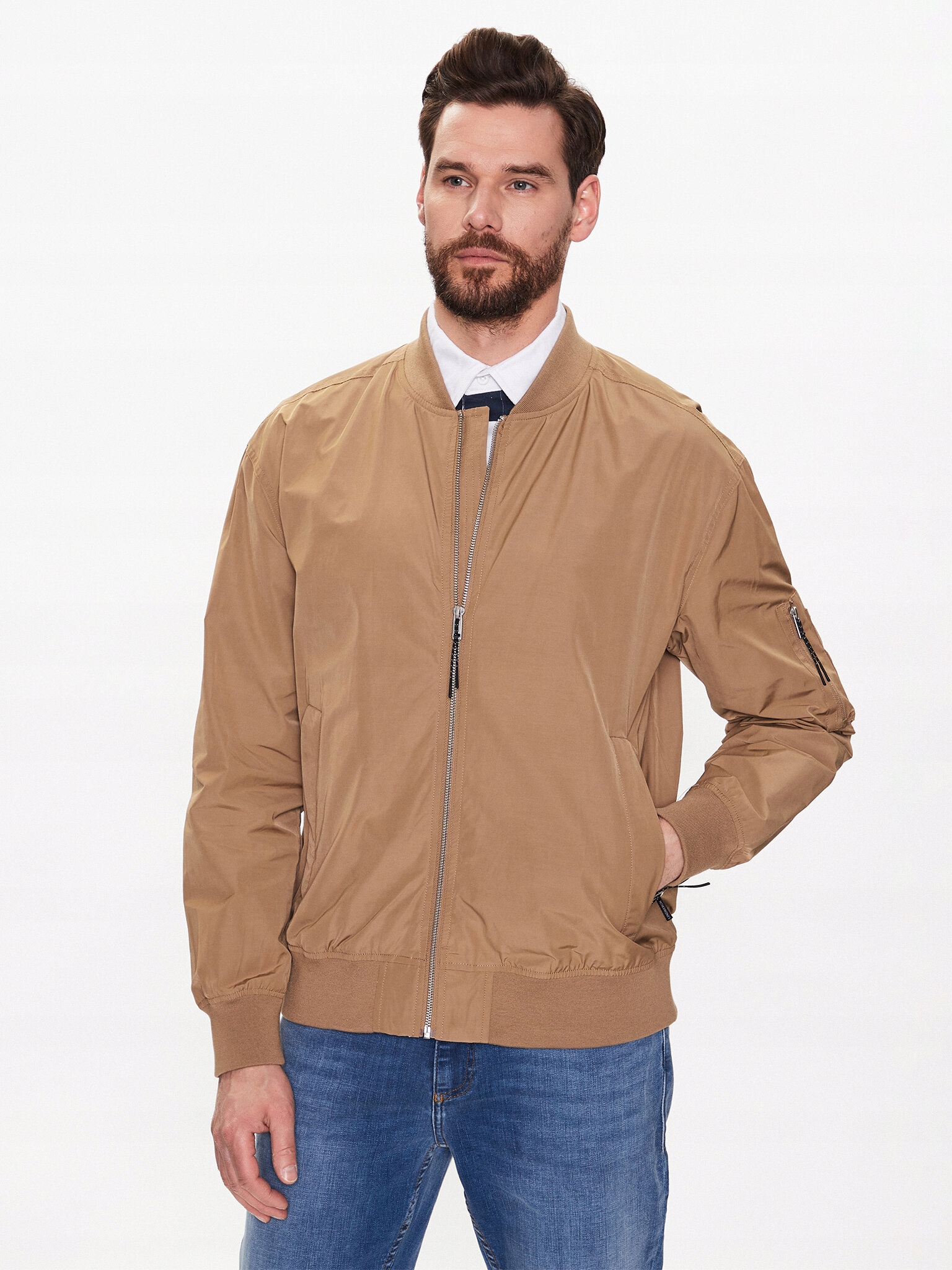 Lindbergh Kurtka bomber 30-321000 Brązowy Regular Fit