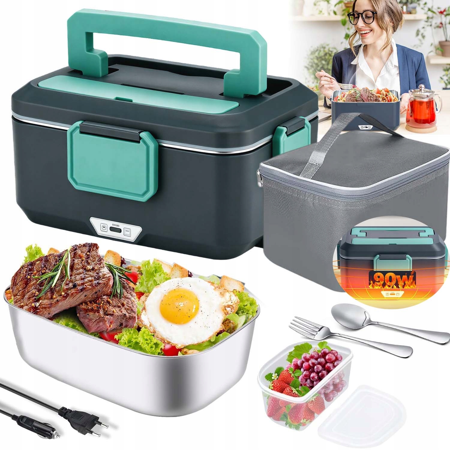 Elektrický Obědový Box Sada 3,5L Ohřívač Ohřev Vrstvený
