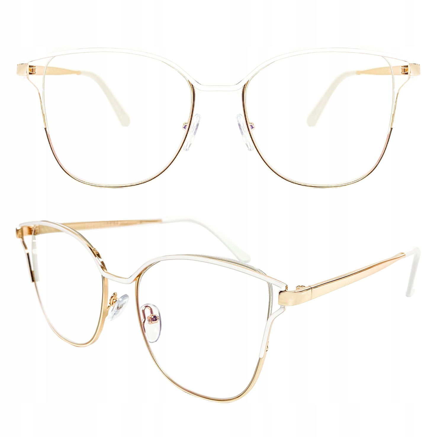 

Okulary Zerówki Damskie Kocie Retro Oprawki Białe