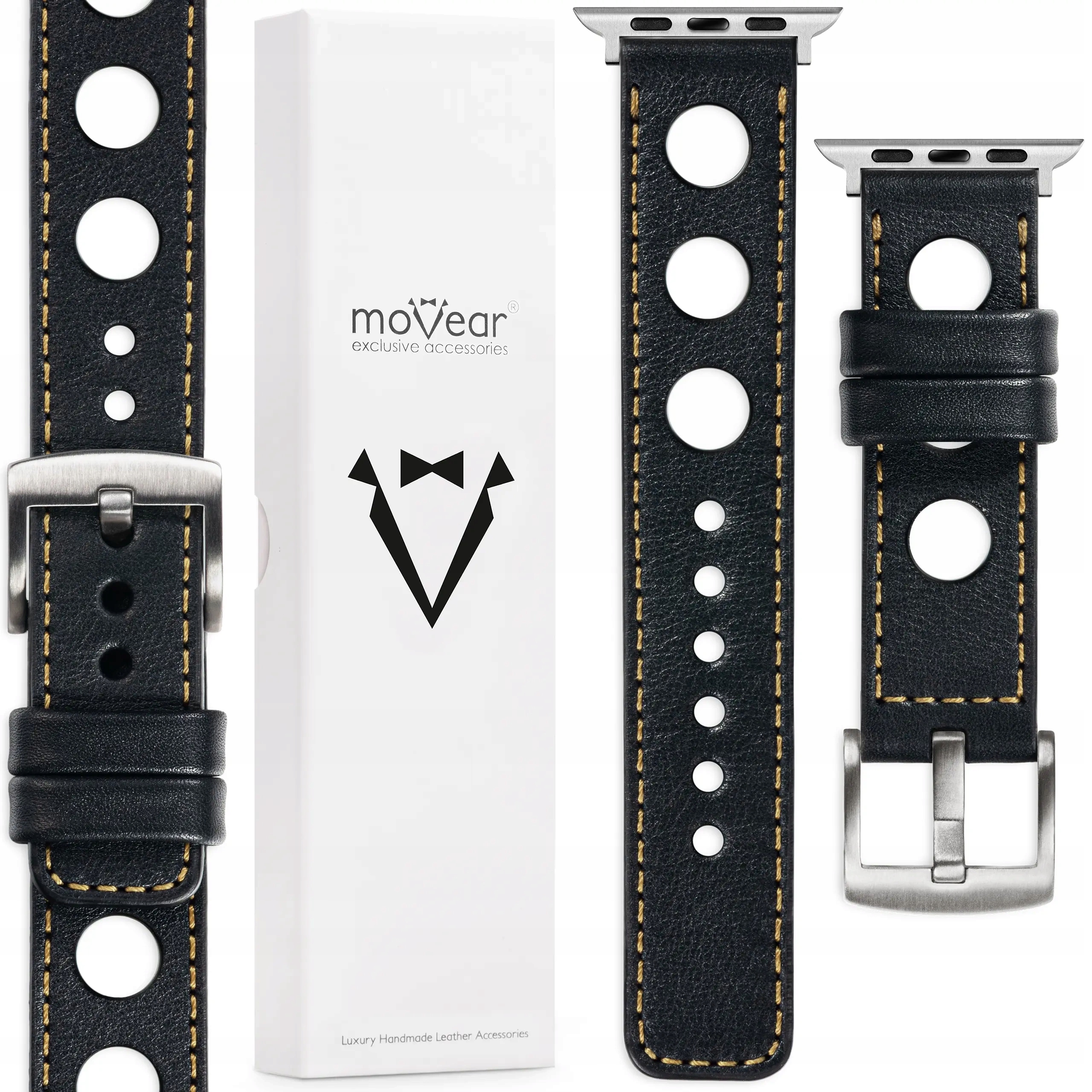 Pásek pro Apple Watch Ultra 49/46-44 mm Italská kůže Černý