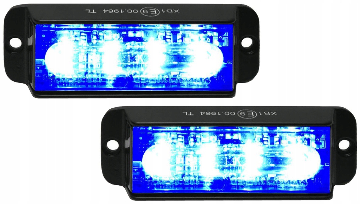 Sada 2x výstražná blikající Led světla, stroboskop Alr modrá 12-24V