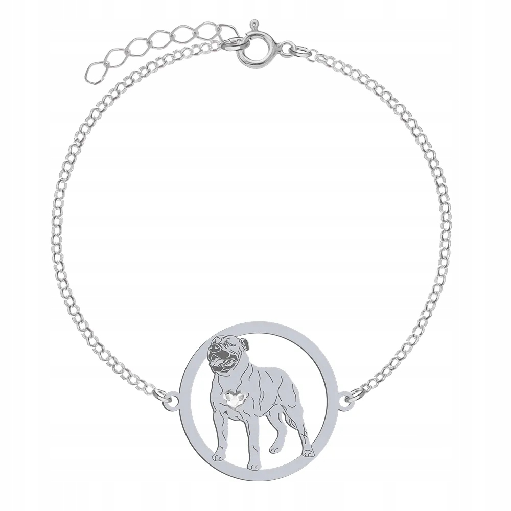 Stříbrný náramek se psem Ca de Bou pes z Mallorky 925 Žena Gravírování