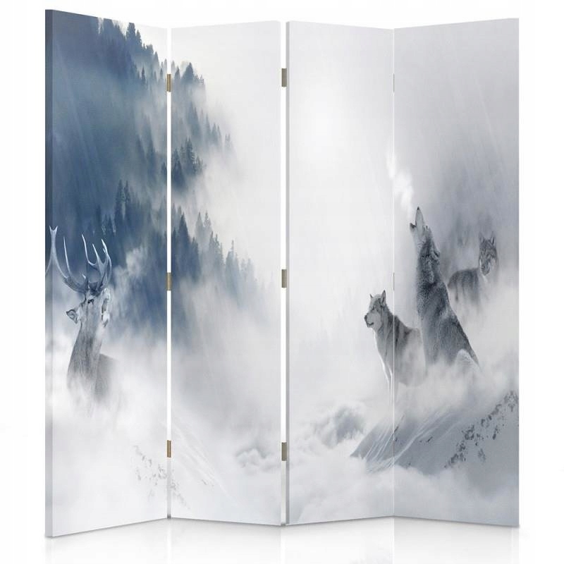 Paraván oboustranný, Zvířata v zimě 145x170