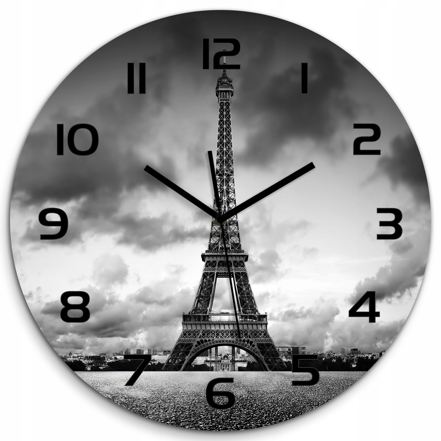 

Wiszący szklany zegar Wieża Eiffla Paryż fi 60 cm