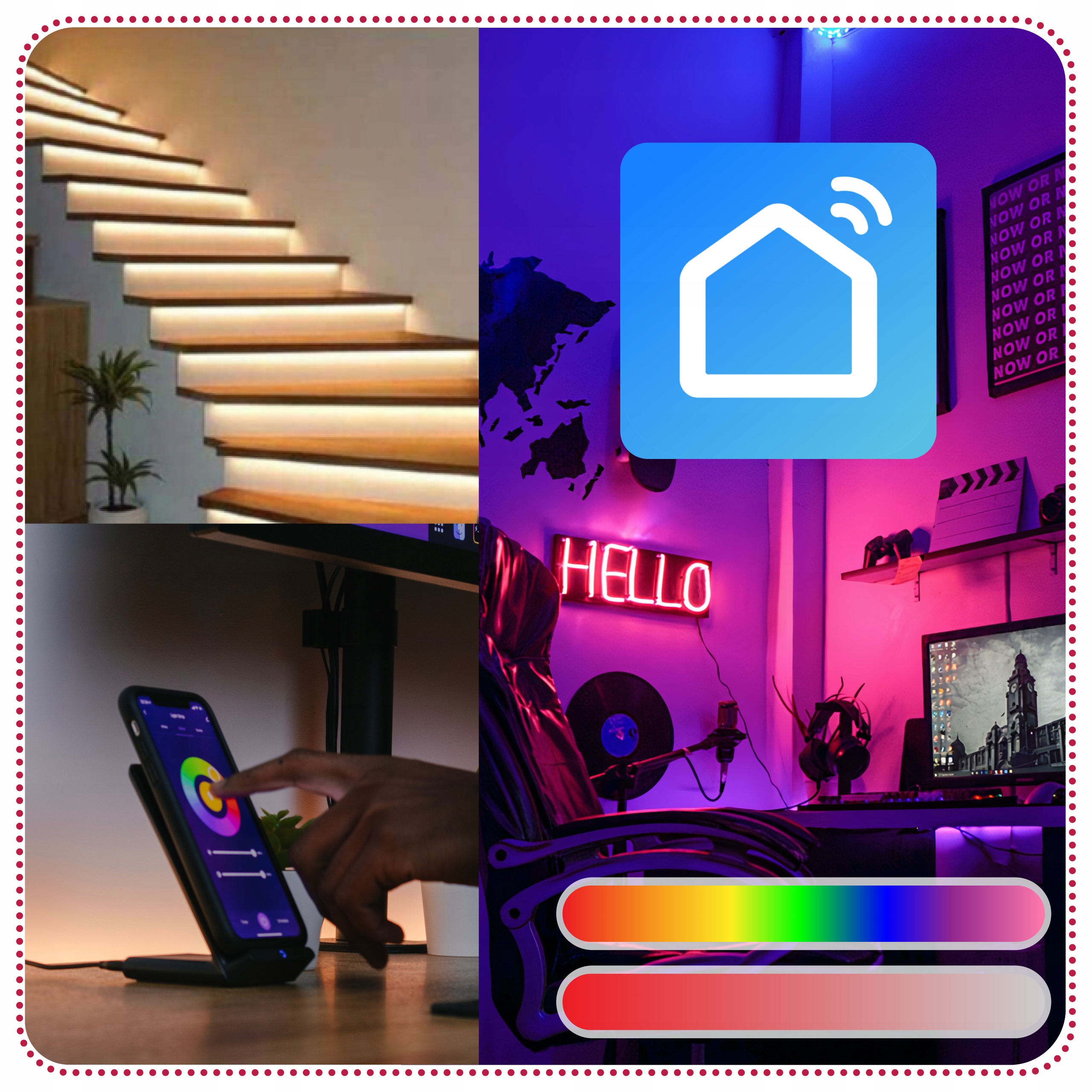 SAMOPRZYLEPNA TAŚMA LED PASEK 10m RGB STEROWANIE APLIKACJĄ TUYA SMART LIFE Seria LC