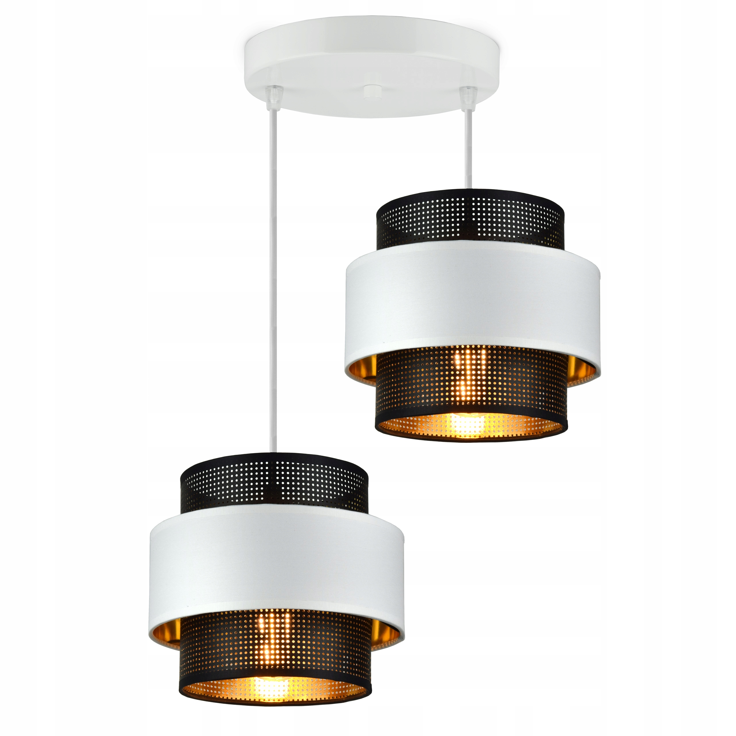 

Lampa Wisząca Żyrandol Glamour Biała Czarna Złota