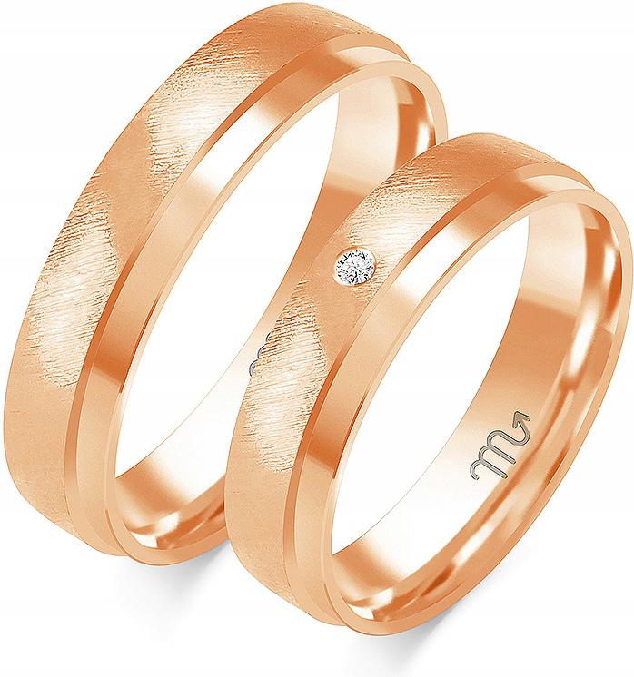 Růžový zlatý snubní prsten svatba 585 r 14 15 16 dámský, pánský s gravírováním