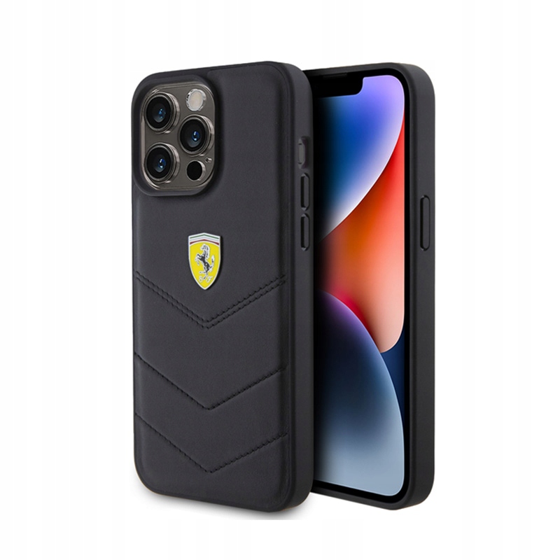 Ferrari Quilted Metal Logo Pouzdro pro iPhone 15 Pro Max (černé)
