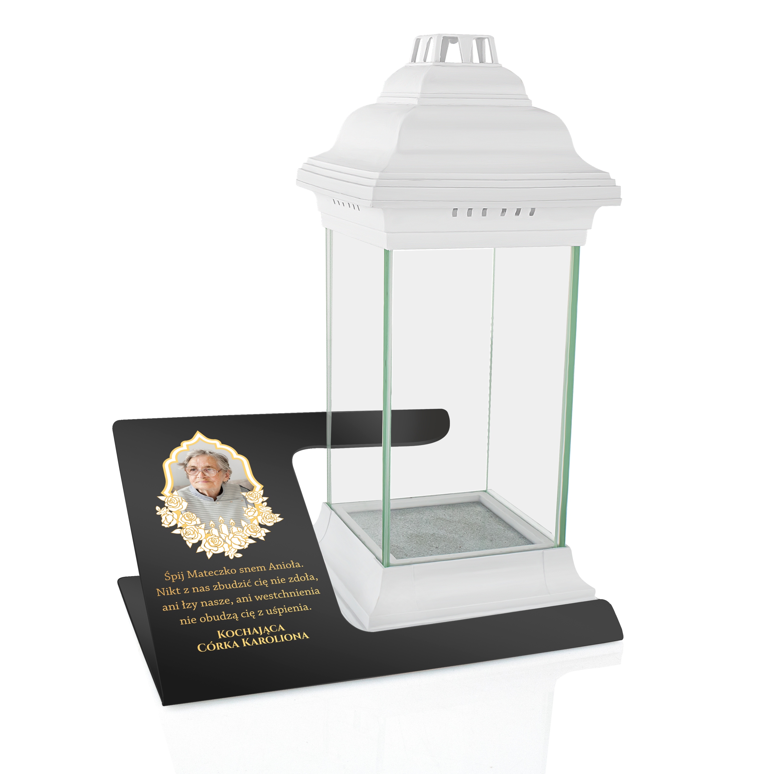 PODSTAWKA pod znicz CZARNA DEDYKACJA LAMPION XXL