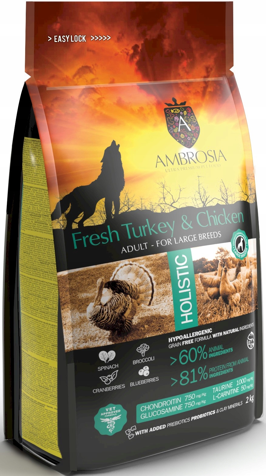 Krmivo pro psy Ambrosia Large Breed Čerstvé Krůta a Kuřecí 12 kg