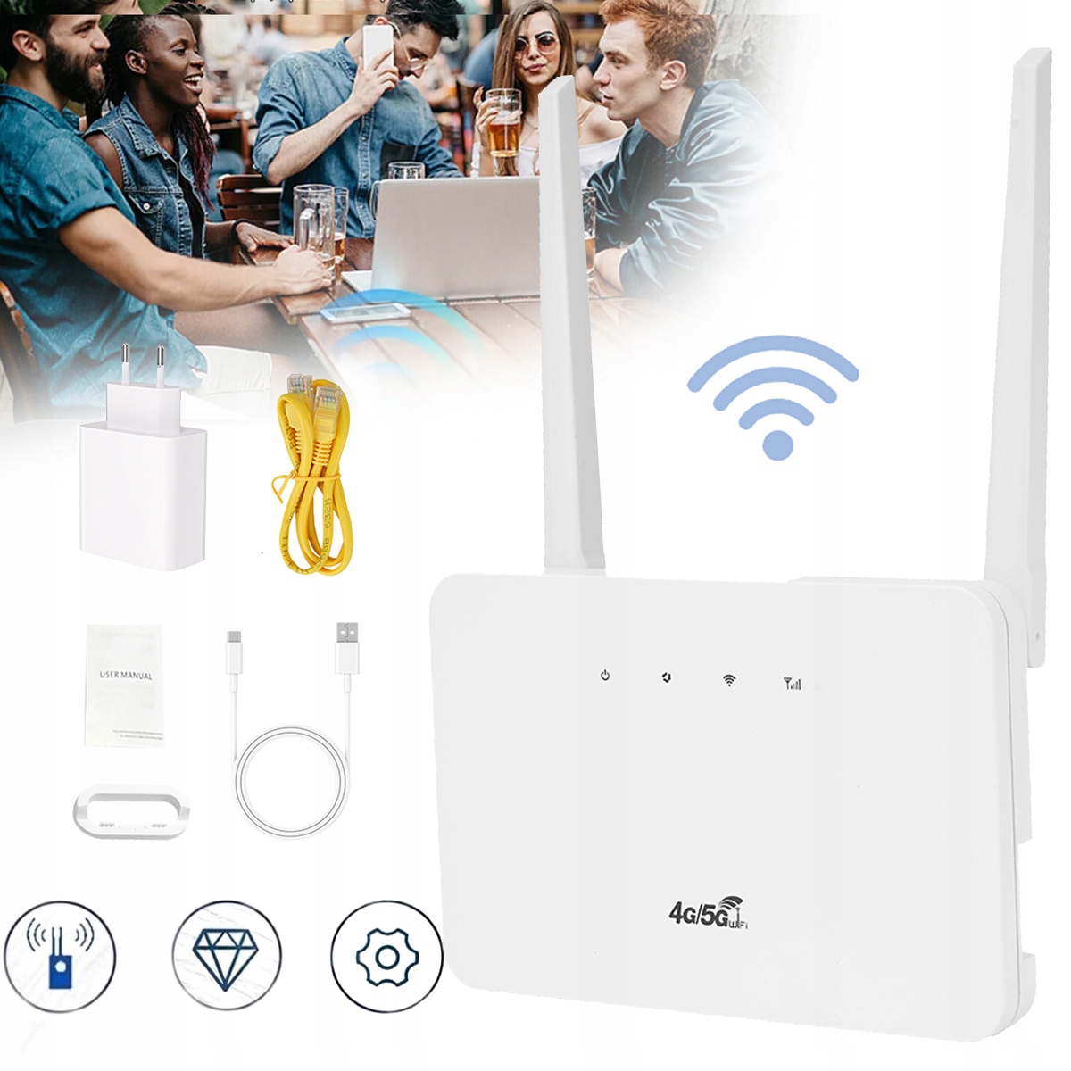 Router 4G 300Mbps Bezdrátový WiFi slot pro Sim kartu pro domácnost a cestování