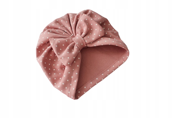 

Czapka turban kropki brudny róż kokardka 48-50