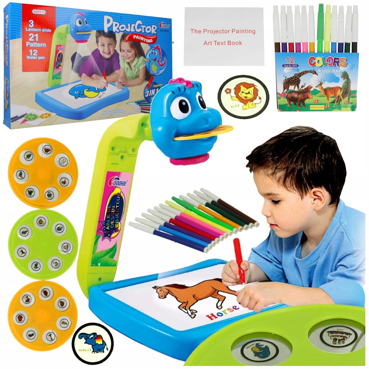 PROJEKTOR RZUTNIK Do Nauki Rysowania ze Slajdami x21 Tablica Do Rysowania Bohater / Bajka Inny