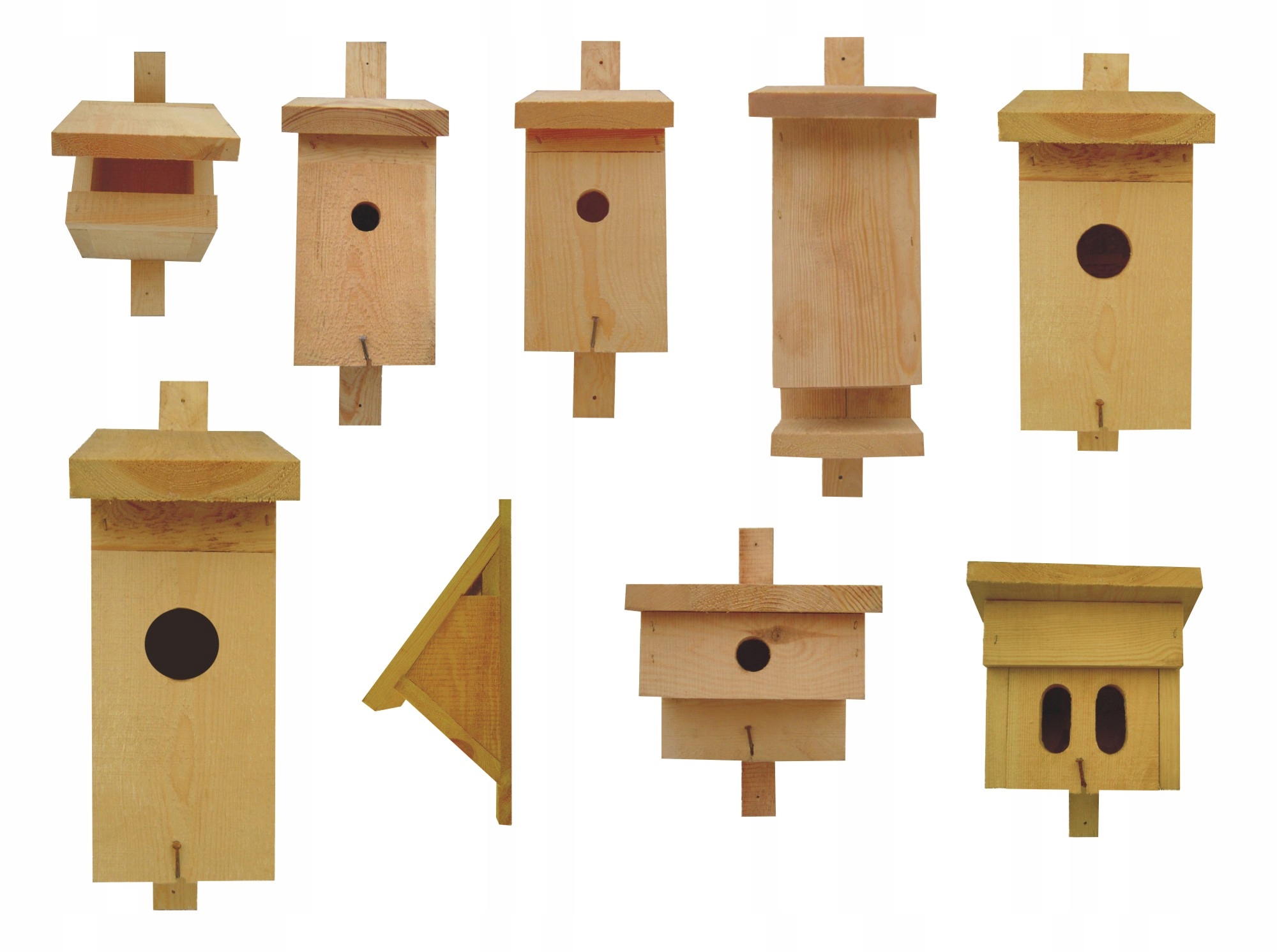 Drevené lužné búdky pre vtáky Záhradný vtáčí domček Veľká sada 9 Kusov