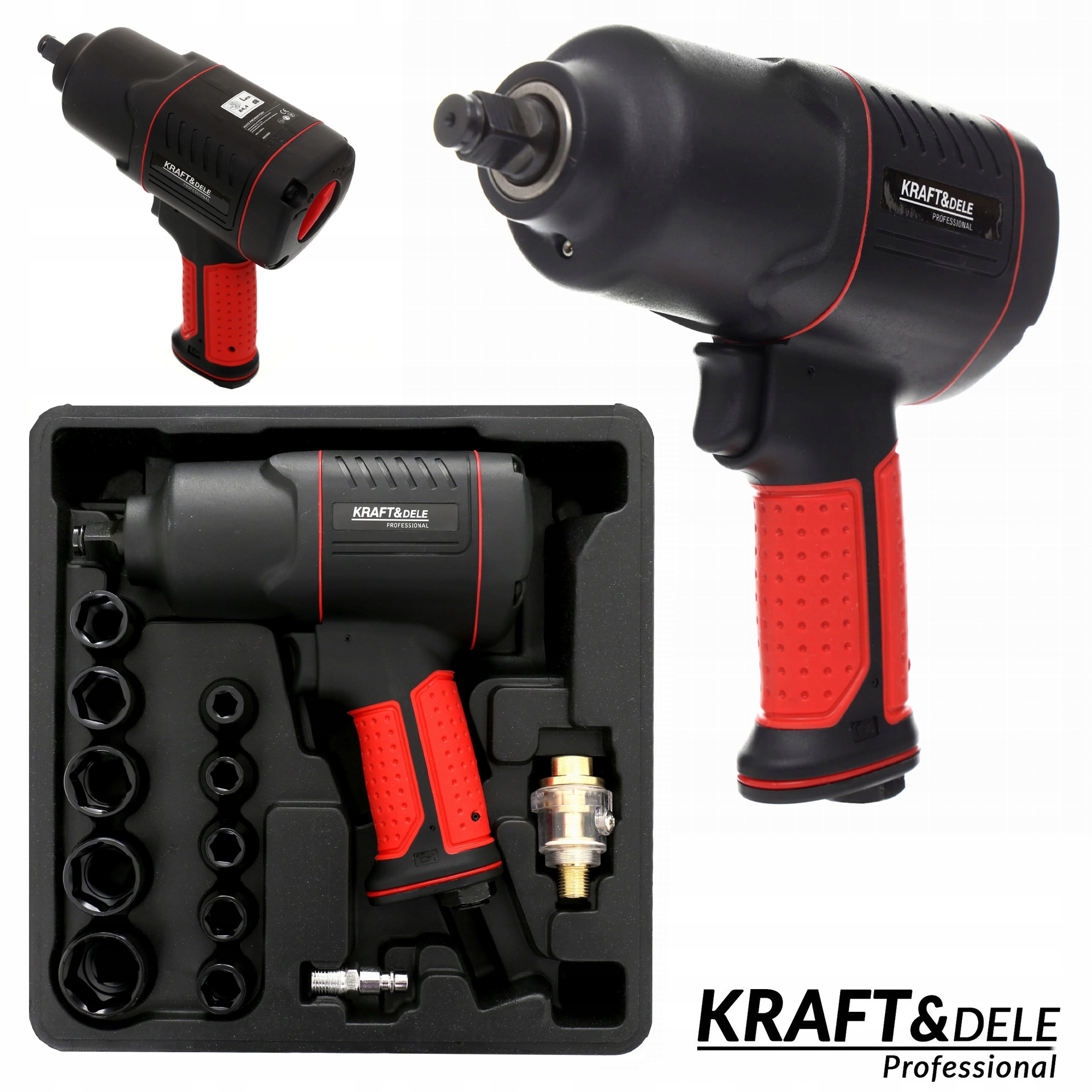 Rázový Uťahovák Pneumatický 1/2" 1900 Nm 7500 Rpm 17 prvkov Kraft&Dele