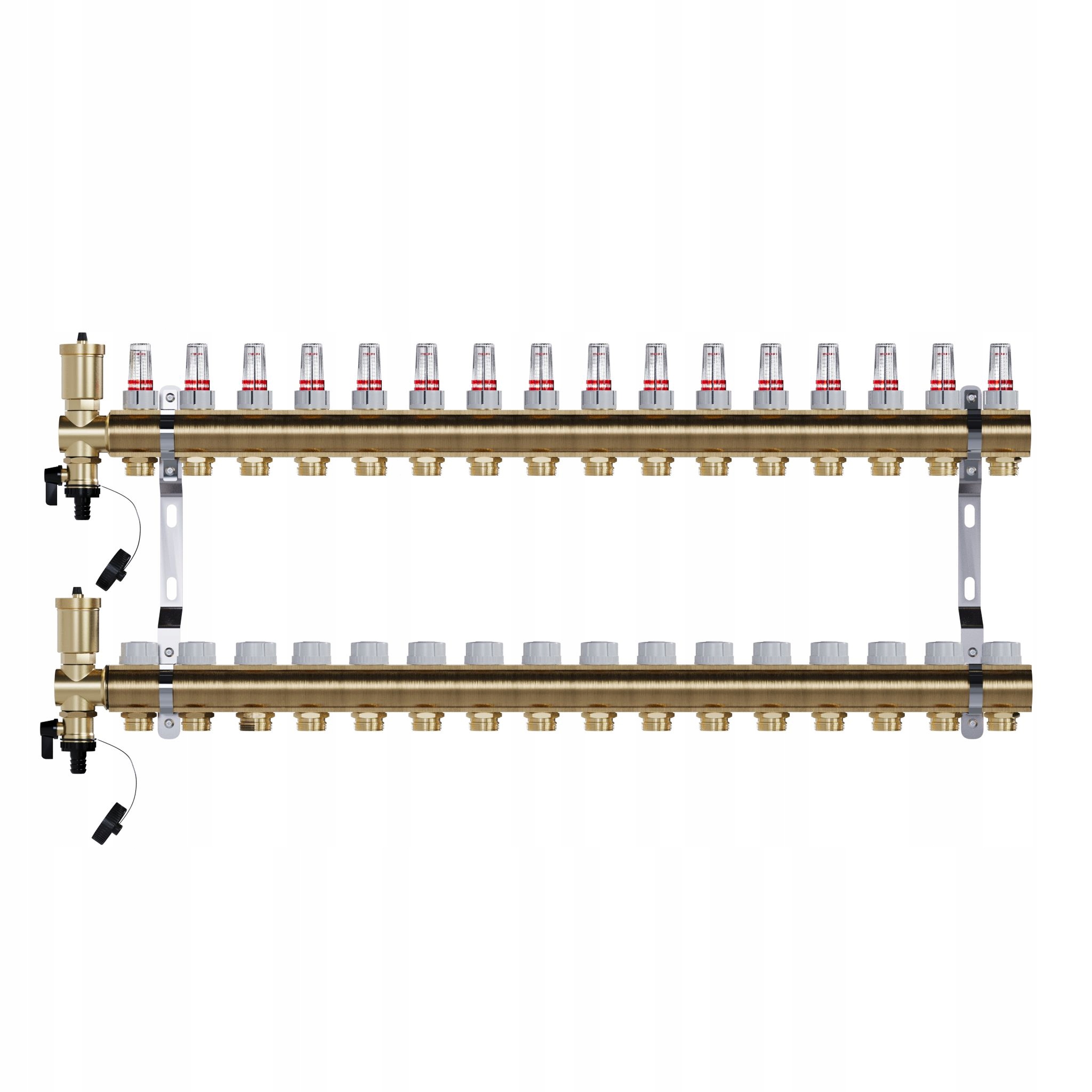 Rozdělovač pro podlahu 16 mosazných okruhů pro podlahové vytápění