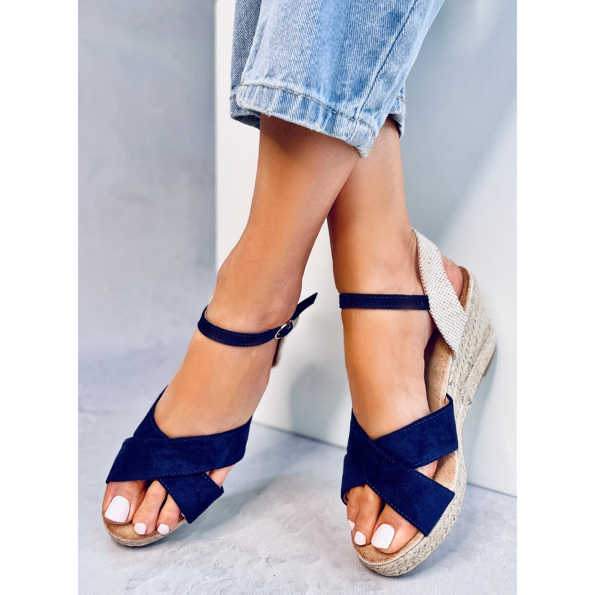 Niebieskie Zamsz Skóra ekologiczna Buty r.38 Stan opakowania oryginalne