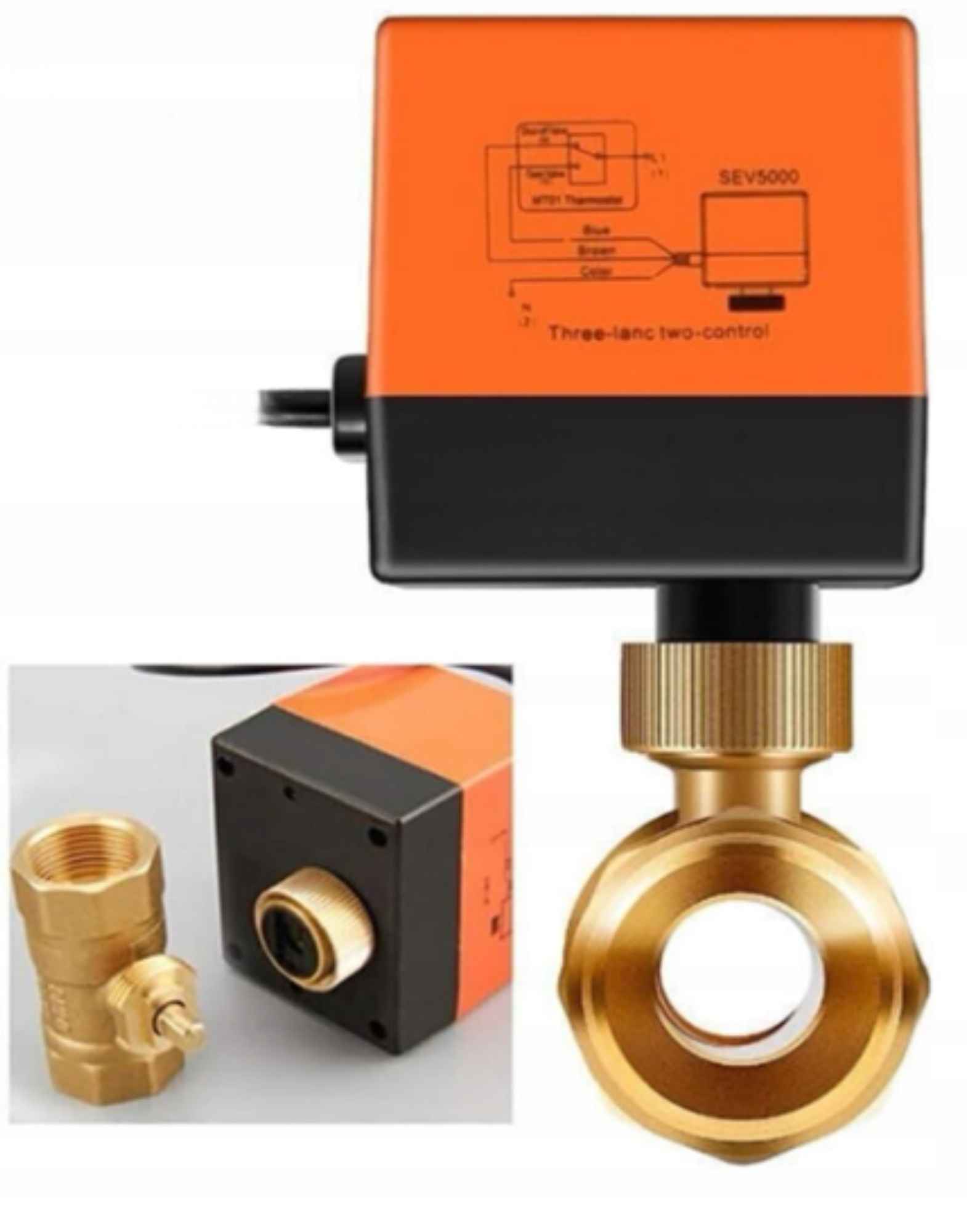 Elektrozawór kulowy z siłownikiem 3/4" DN20 230 V, dwudrożny RegMag – Konstrukcja