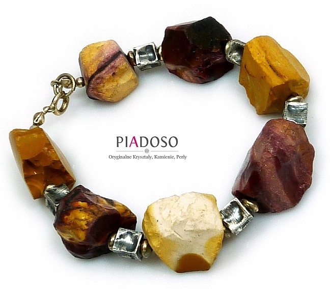 Surový Mokait Výjimečný náramek Stříbro