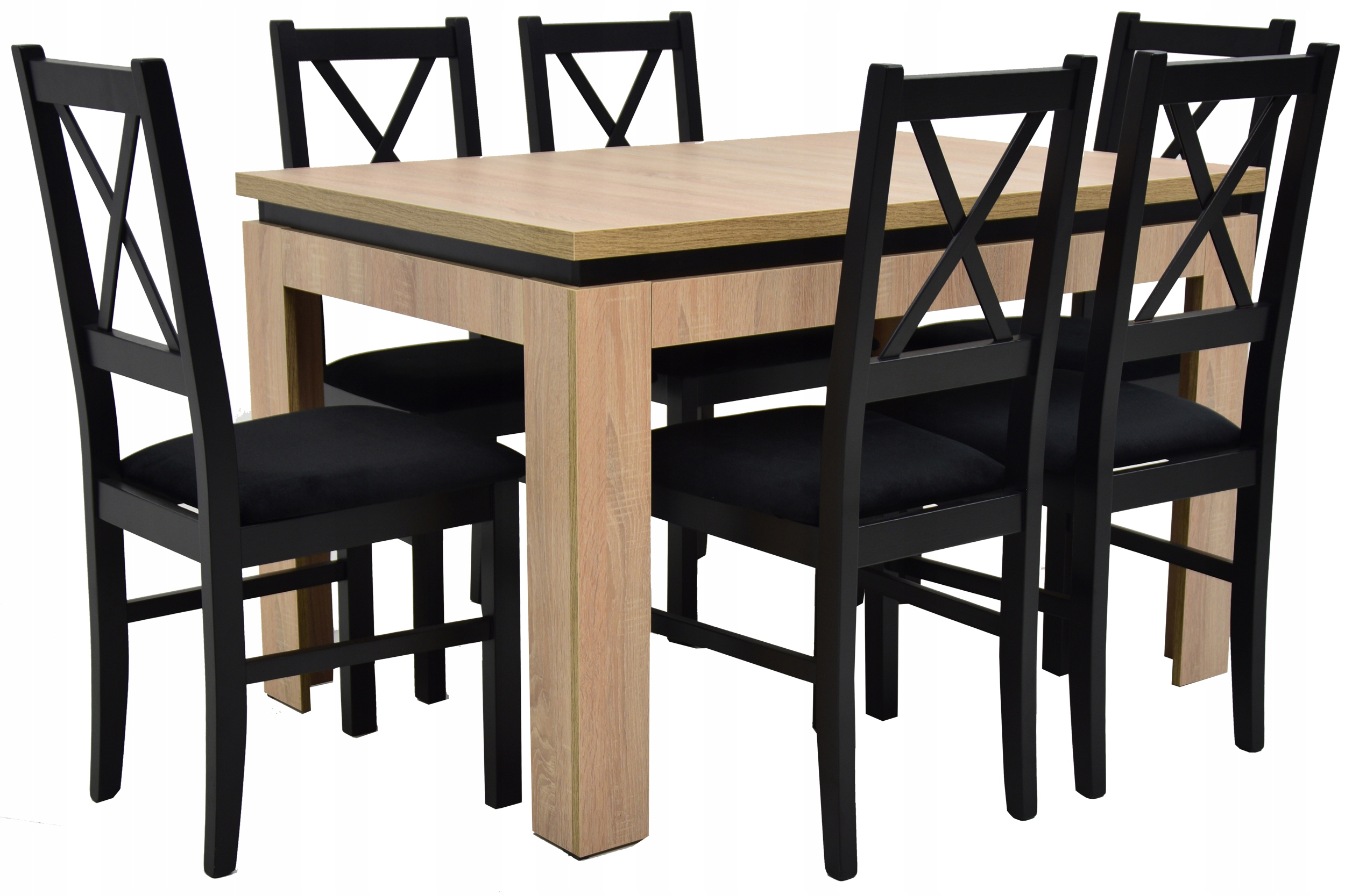 Stół Rozkładany SONOMA 6 krzeseł z drewna JADALNIA