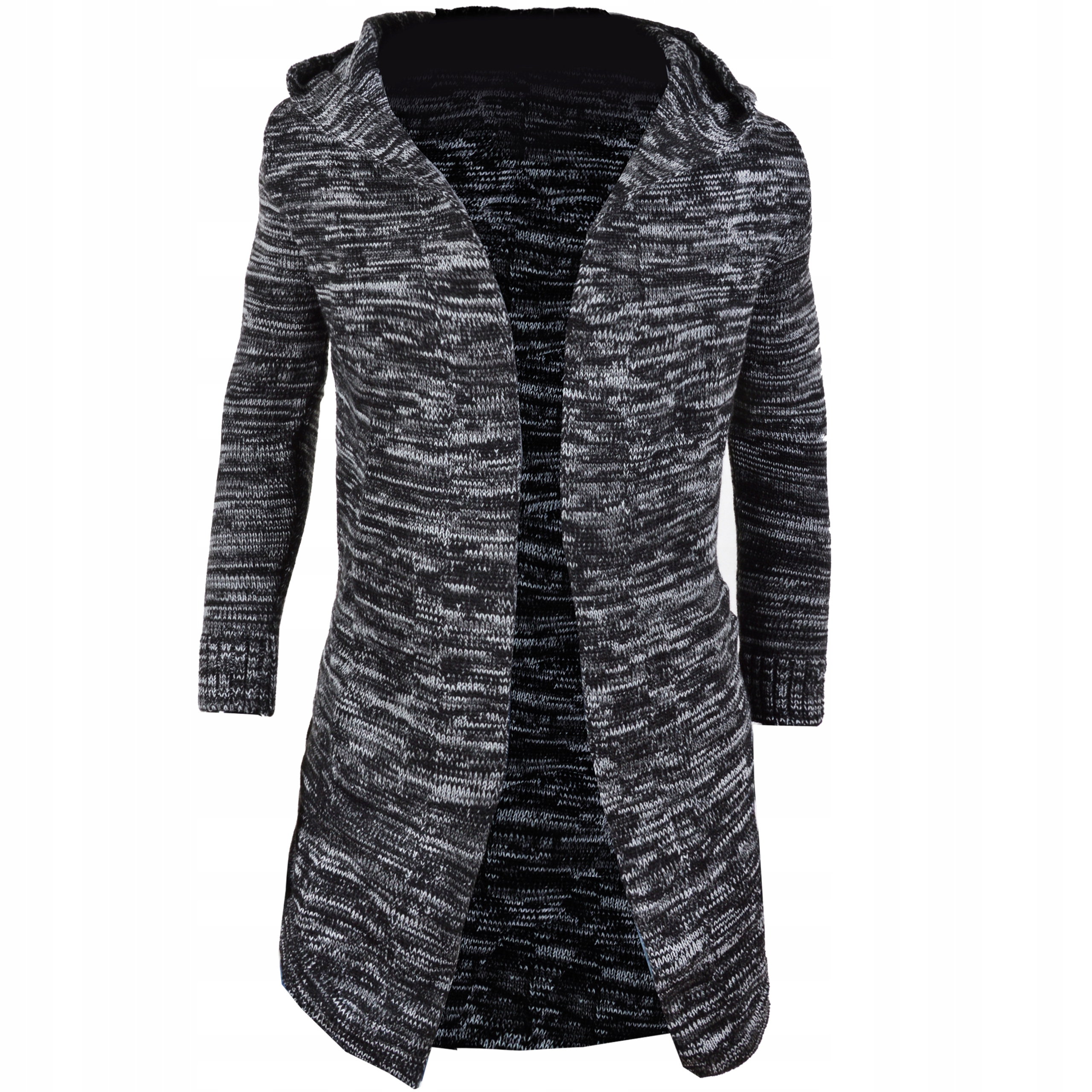 Přehoz Dlouhý svetr s kapucí Kabát Mazaný melanž