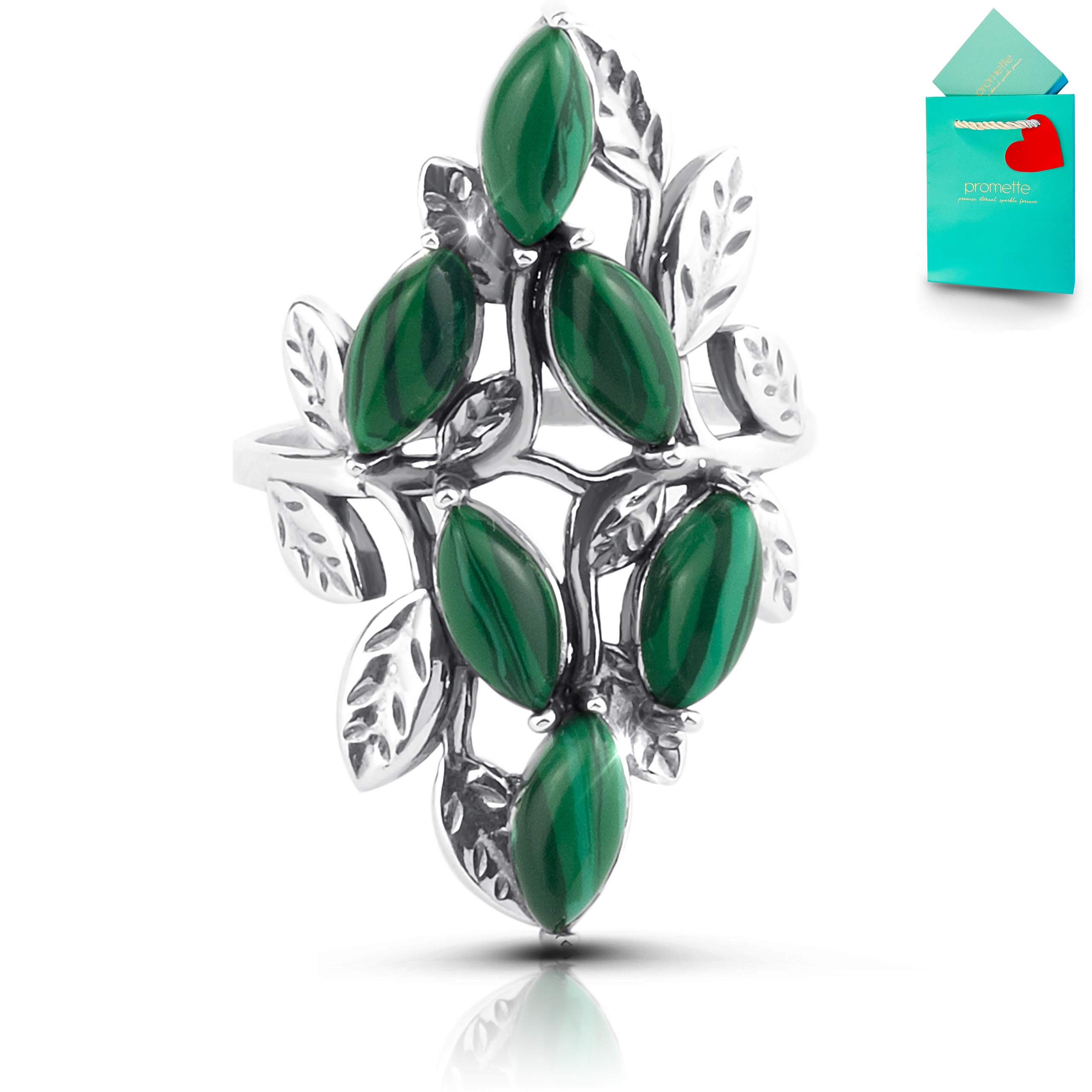 Prstýnek stříbrný s malachitem, šperk malachit stříbro 925, velikost 20