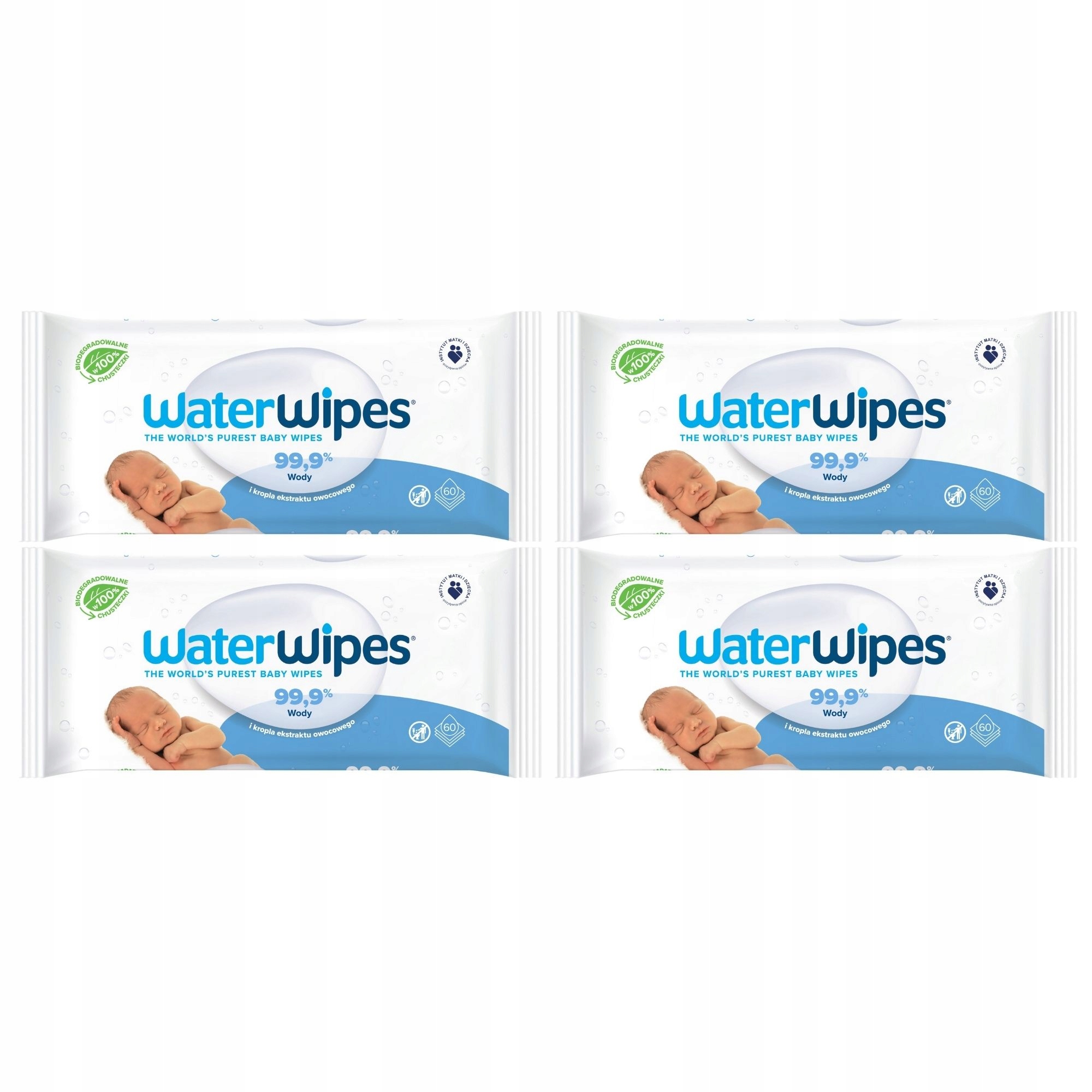 WATER WIPES chusteczki nawilżane 4x60 sztuk Stan opakowania oryginalne
