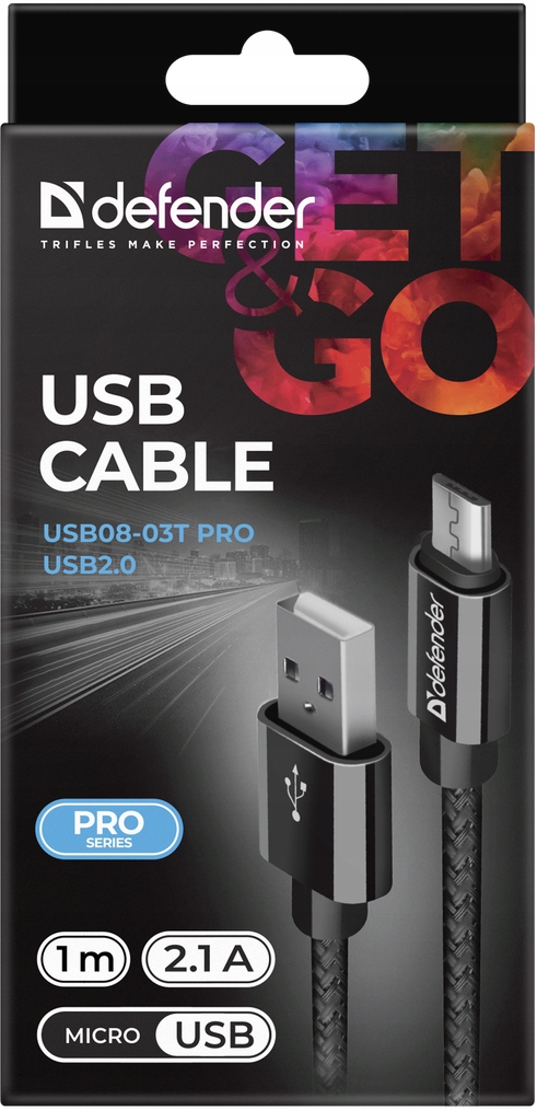 KABEL DEFENDER USB AM-MICRO BM 1.0m 2.1A CZARNY — 8