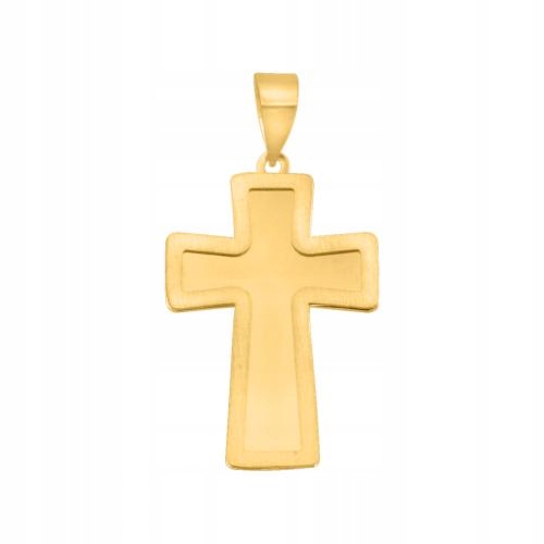 Křížek vyrobený ze zlata 585 s lesklým středem a matným rámečkem 14kt