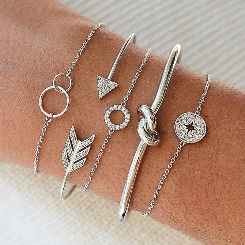 

Bransoletka Srebrna 5 sztuk Komplet Bangle B119