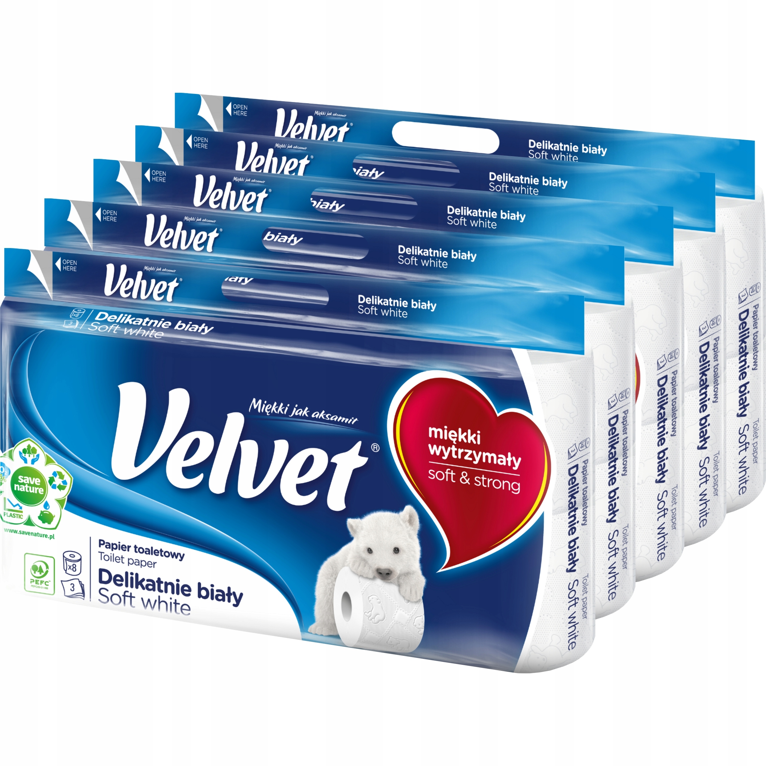 

Papier toaletowy Velvet delikatnie biały 40 rolek