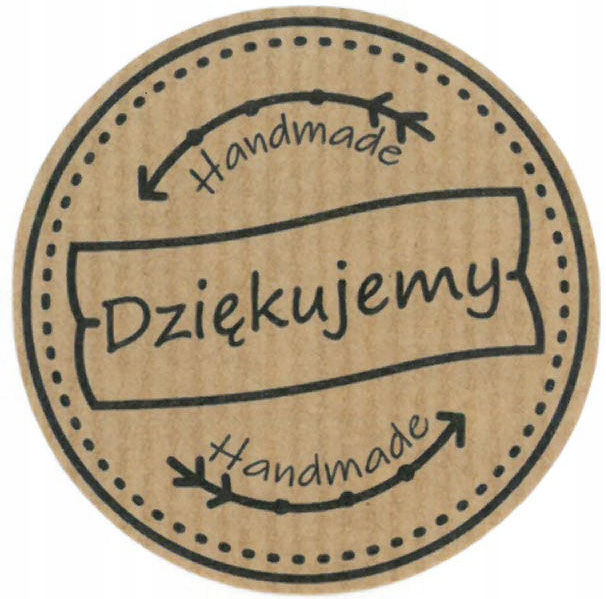 

Naklejki kraft Dziękujemy Handmade 5 cm 120 szt