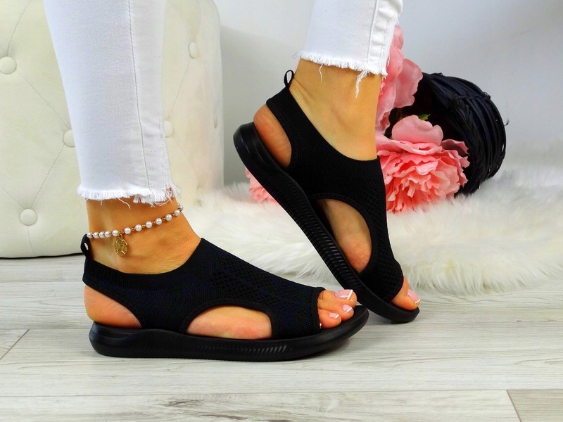 Czarne Sportowe Sandały Na Grubej Podeszwie 41 Cechy dodatkowe oddychające