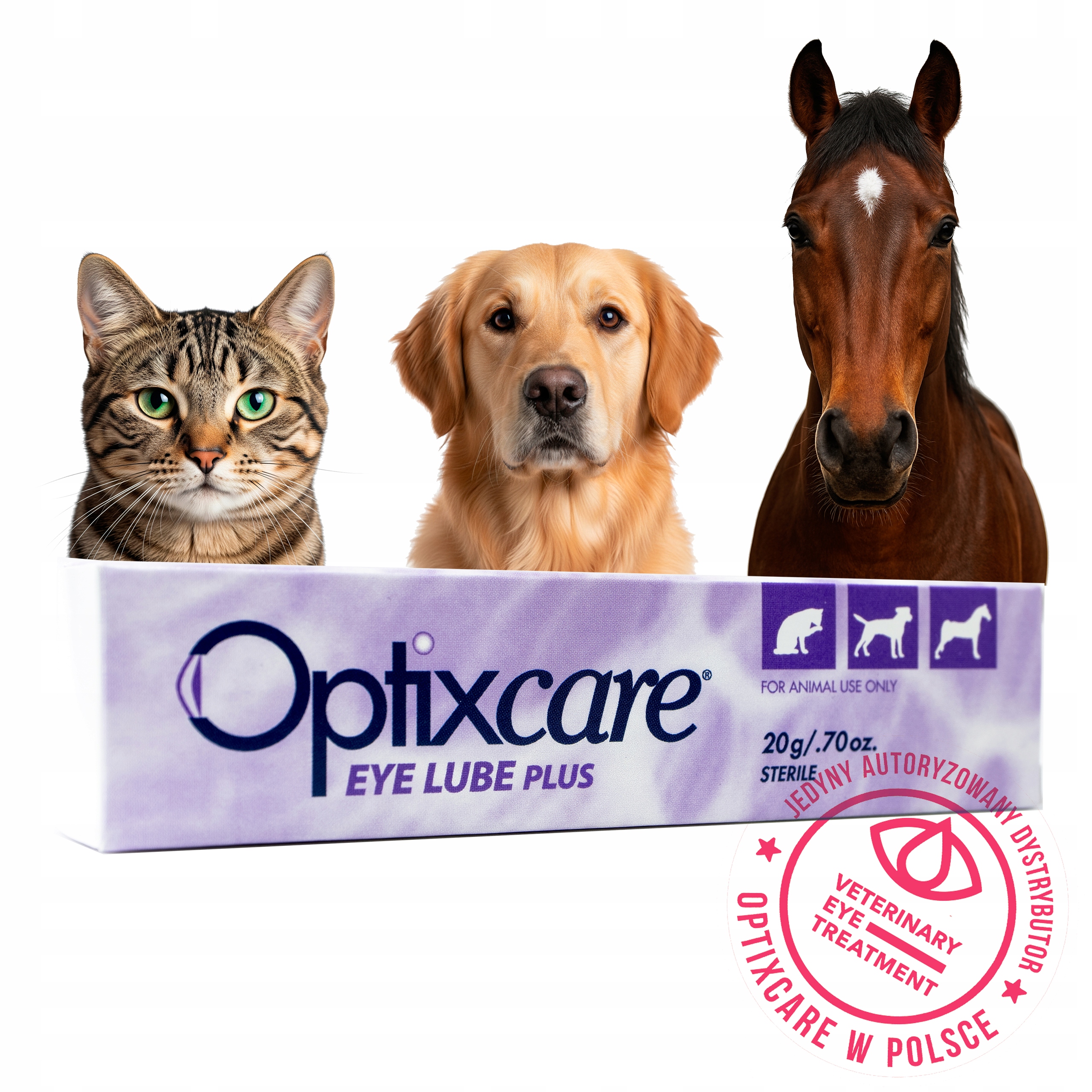 Optixcare Eye Lube Plus 20g żel do oczu dla zwierząt, psy, koty, konie.