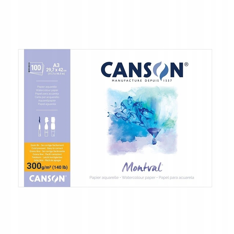 Blok Canson Montval Aquarelle A3, 100 listů Maxi 300g