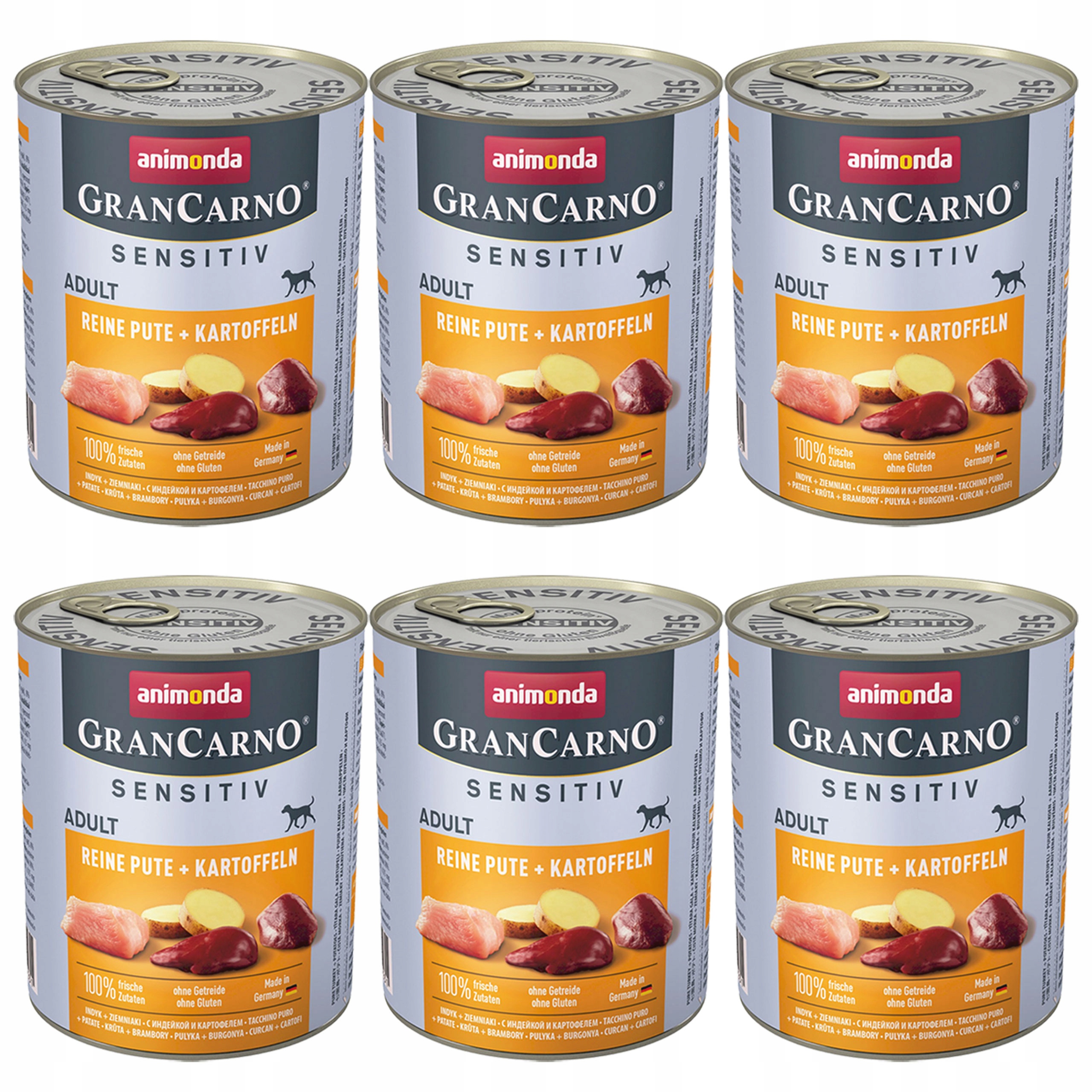 Levně Animonda GranCarno Sensitive krmivo pro psy Krůta Brambory 6 x 800 g