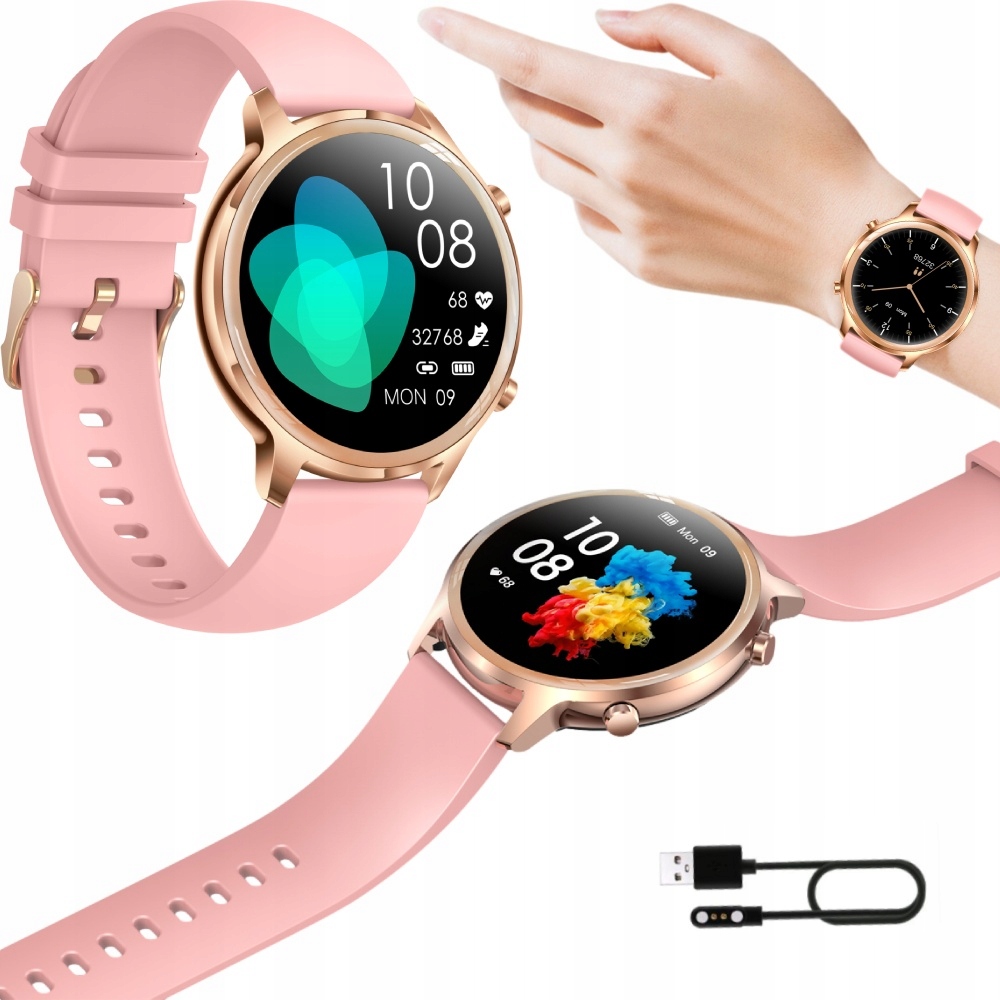 Smartwatch Damski Zegarek Manta KELLY Różowy Ciśnienie Rozmowa Kroki PL Kompatybilność systemowa Android iOS
