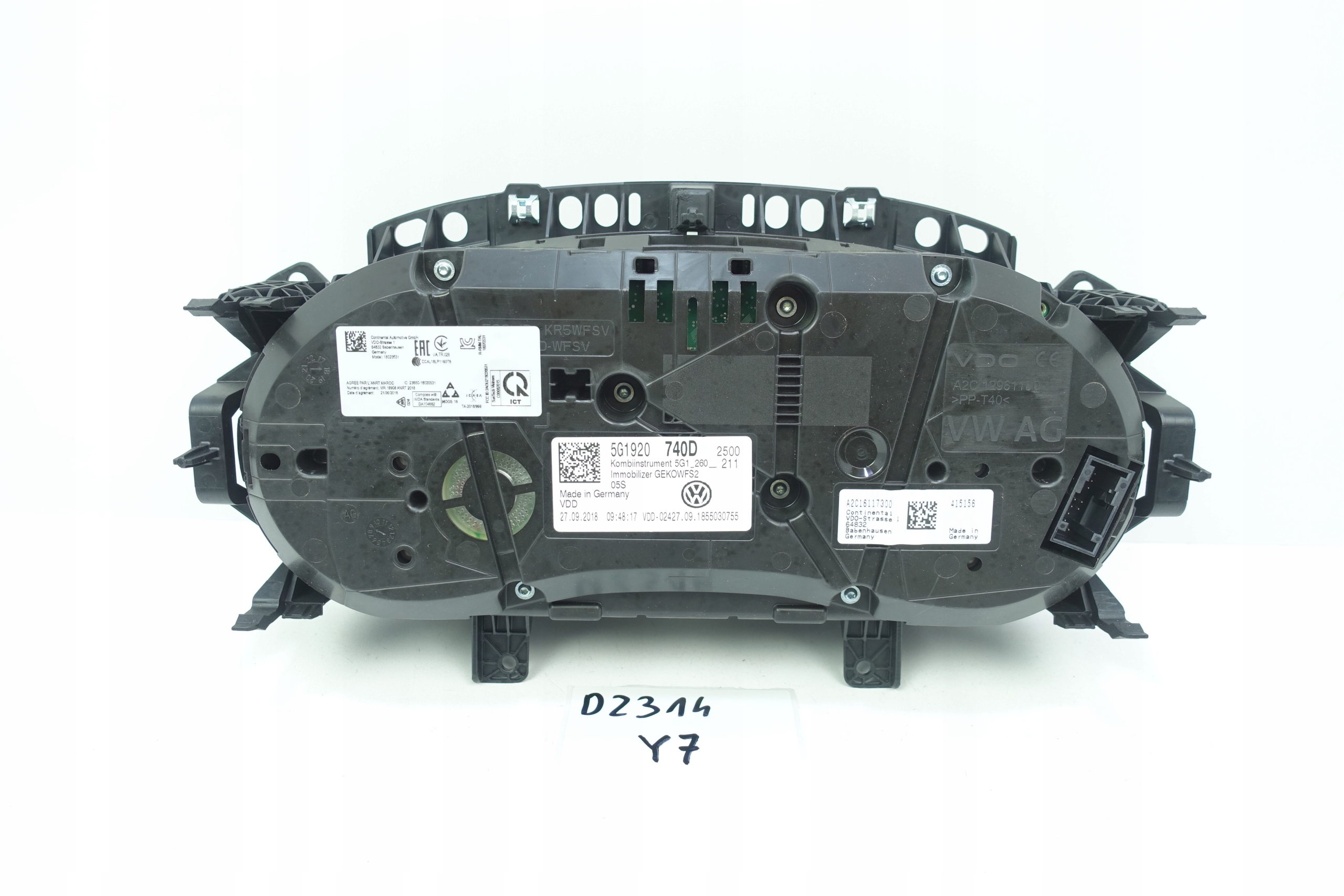 dials dials VW GOLF VII 7 5G 52422KM 5G1920740D
